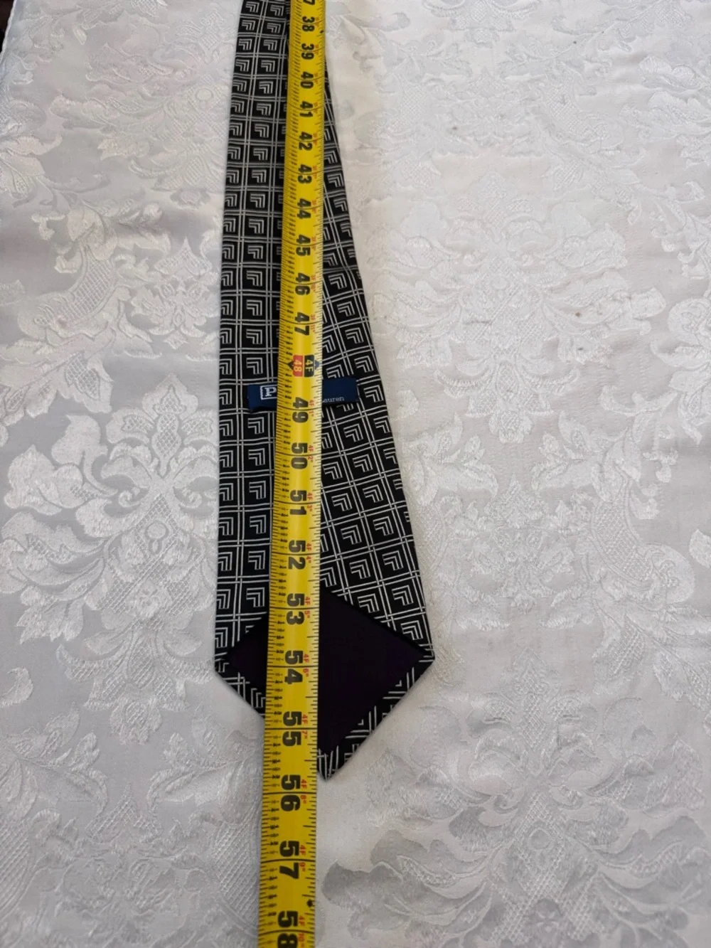 Polo By Ralph Lauren Vintage Silk Tie‎ Black White Geometric Grid Old Money Work